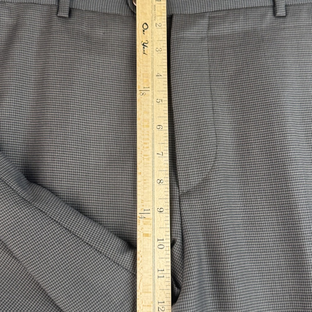 Zanella Dress Pants Mens 36 Brown Houndstooth Wool Flat Front Todd Trousers - Picture 7 of 12